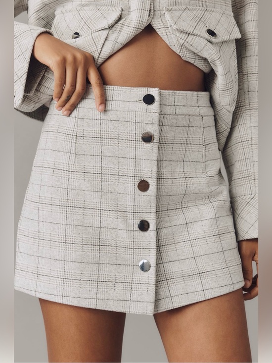 Anthropologie Pants - New! Anthropologie Maeve Cozy Plaid Preppy Classy Light Gray Skort Size 12